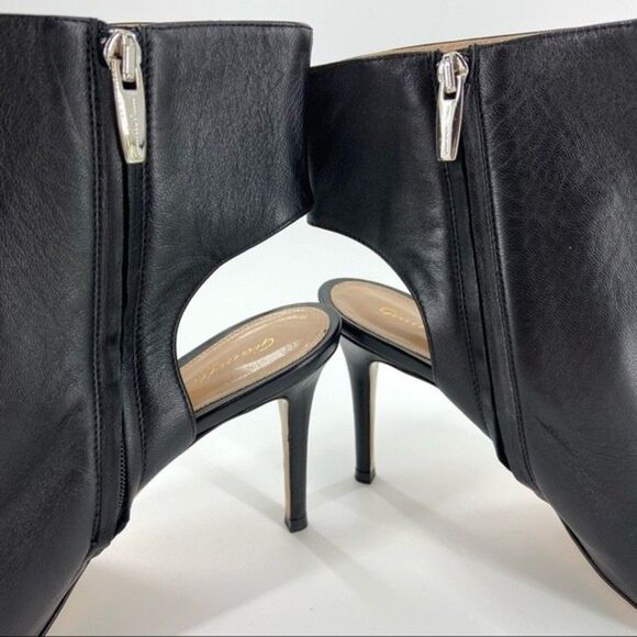 Gianvito Rossi Peep Toe Cut Out Heel Leather Ankle Booties Black 39.5 US 9.5 NEW - Picture 10 of 16